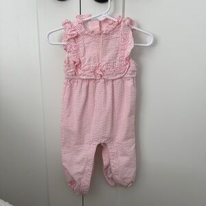 Janie and Jack Pink Striped Ruffle Romper